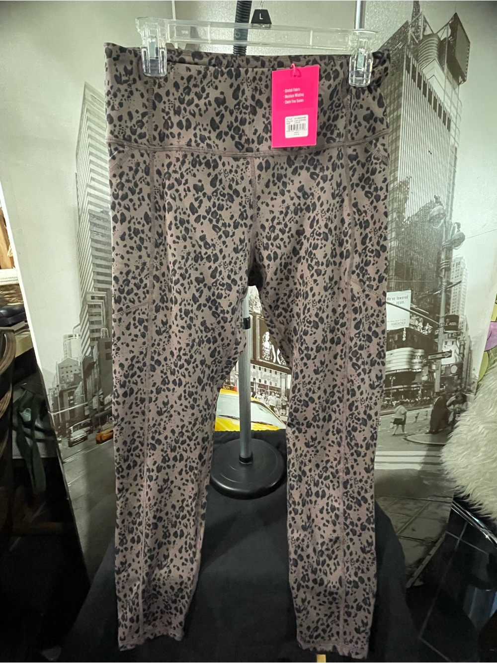 NEW Juicy Couture Sport Leggings Brown & Black Cheetah Print, Women's Size Large